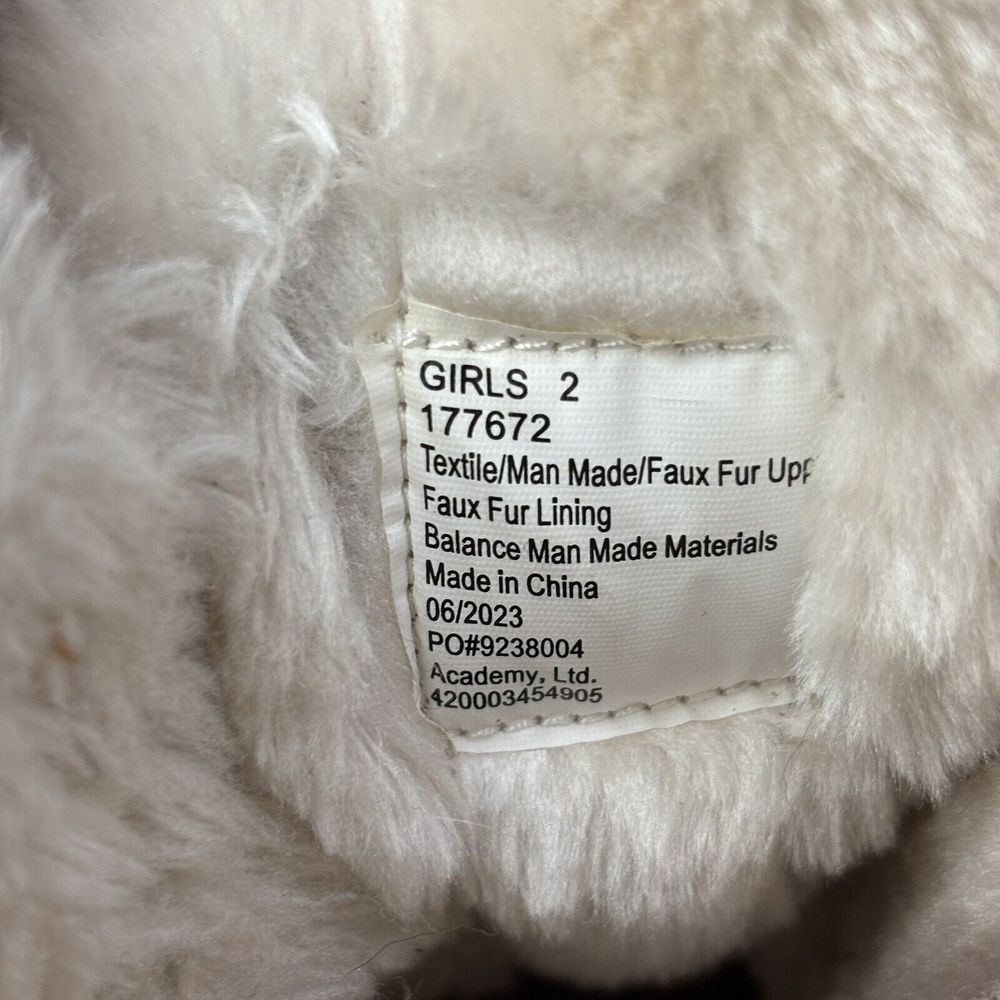 Girls Magellan Brown Faux Suede Fur Sherpa‎ Boots Sparkle Youth 2 Bow Binge EUC - Picture 4 of 7